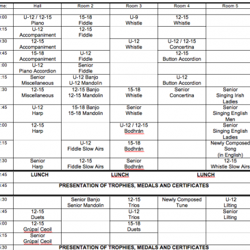 Midland Regional Fleadh Timetable. 2 April 2017