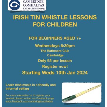 NEW – Group Tin Whistle Lessons Starting in January.